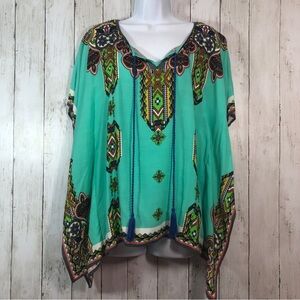 PeachPuff Bohemian Kaftan Boxy Top Small